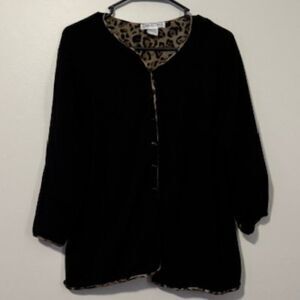USED Woman's Christina Long Sleeve Button Down Blouse Color Black Size 2X
